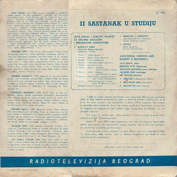 Jack Dieval I Njegov Kvartet* Sa Eduardom Sadjilom* I Predragom Ivanovićem* - II Sastanak U Studiju (10