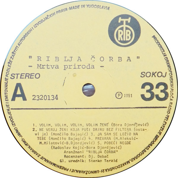 Riblja Čorba - Mrtva Priroda (LP, Album)