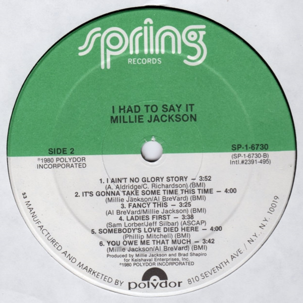 Millie Jackson - I Had To Say It (LP, Album, 53 )