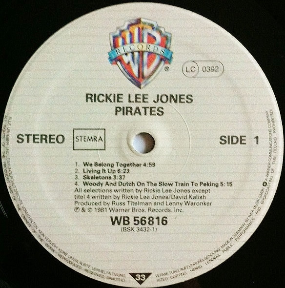 Rickie Lee Jones - Pirates (LP, Album)
