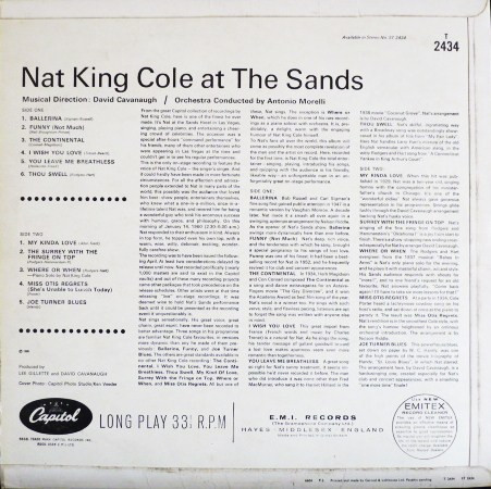 Nat King Cole - At The Sands (LP, Album, Mono)