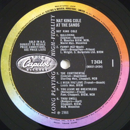 Nat King Cole - At The Sands (LP, Album, Mono)