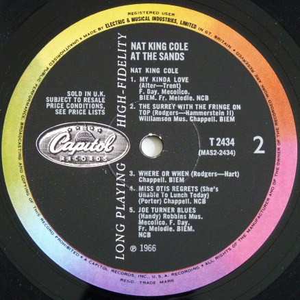 Nat King Cole - At The Sands (LP, Album, Mono)