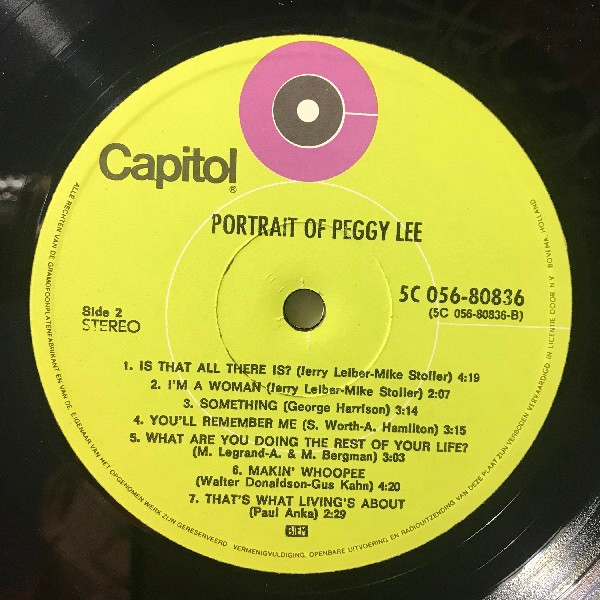 Peggy Lee - Portrait Of Peggy Lee (LP, Comp)