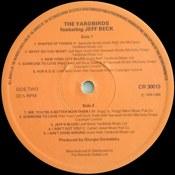 The Yardbirds Featuring Jeff Beck - The Yardbirds Featuring Jeff Beck (LP, Comp)