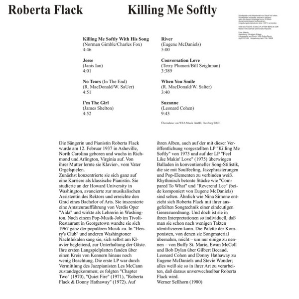 Roberta Flack - Killing Me Softly (CD, Album, RE)