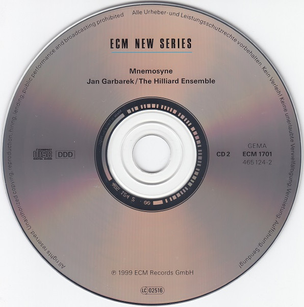 Jan Garbarek / The Hilliard Ensemble - Mnemosyne (2xCD, Album)