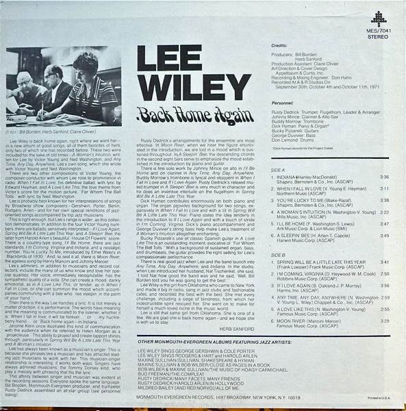 Lee Wiley - Back Home Again (LP, Album)