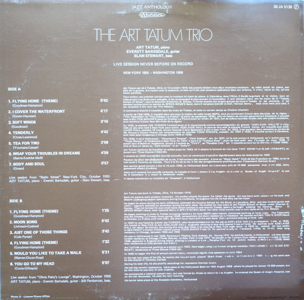 The Art Tatum Trio* - 1955-1956 (LP, Album)