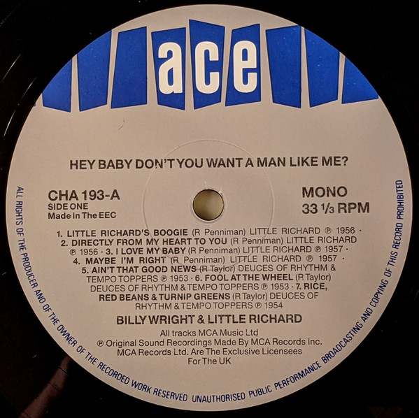 Little Richard, Billy Wright &  The Tempo Toppers (2) - Hey Baby, Don't You Want A Man Like Me? (LP, Comp, Mono, Sle)
