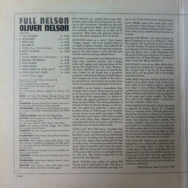 Oliver Nelson - Full Nelson (LP, Album)