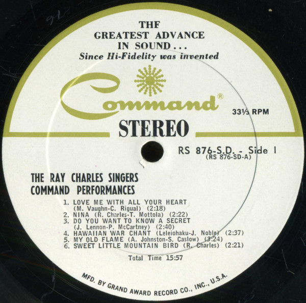 The Ray Charles Singers - Command Performances (LP, Comp, Gat)