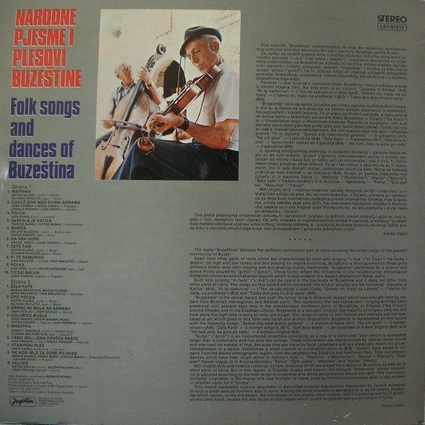 Various - Narodne Pjesme I Plesovi BuzeÅ¡tine - Folk Songs And Dances Of BuzeÅ¡tina (LP)