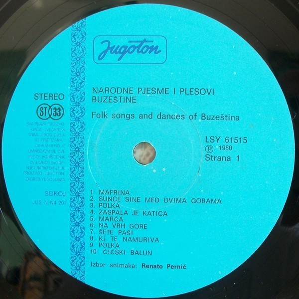 Various - Narodne Pjesme I Plesovi BuzeÅ¡tine - Folk Songs And Dances Of BuzeÅ¡tina (LP)