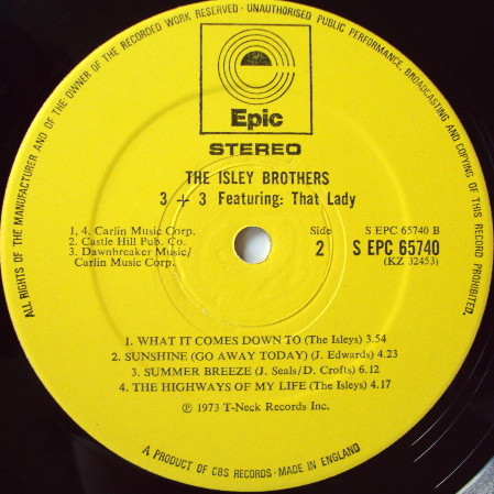 The Isley Brothers - 3 + 3 Featuring: That Lady (LP, Album, Yel)