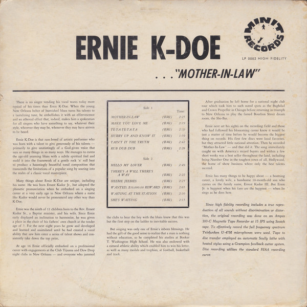 Ernie K-Doe - Mother-In-Law (LP, Album, Mono, Styrene)