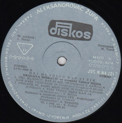 Dragana Mirković , Uz Ansambl Tomice Miljića - Imam Dečka Nemirnog / Haj Mladiću Baš Si Šik (LP, Album)