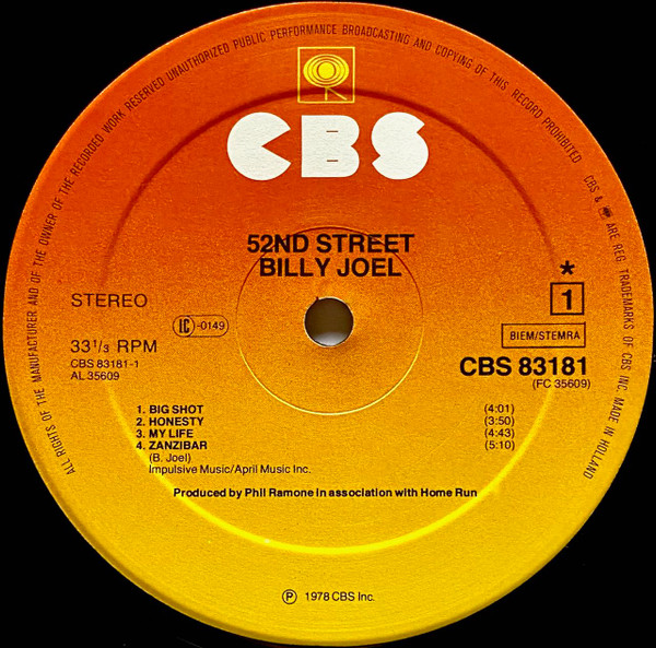 Billy Joel - 52nd Street (LP, Album)