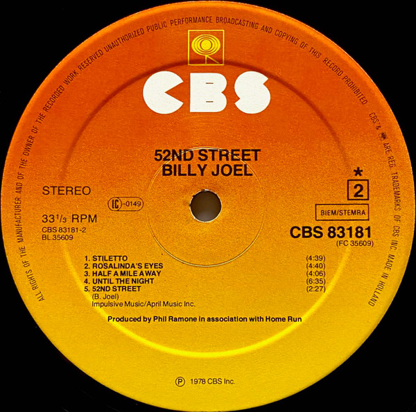 Billy Joel - 52nd Street (LP, Album)