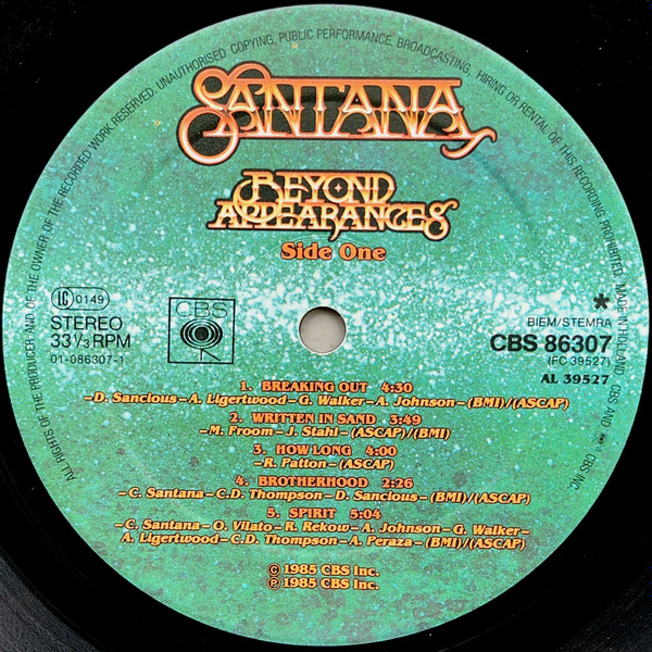 Santana - Beyond Appearances (LP, Album)
