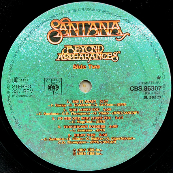 Santana - Beyond Appearances (LP, Album)