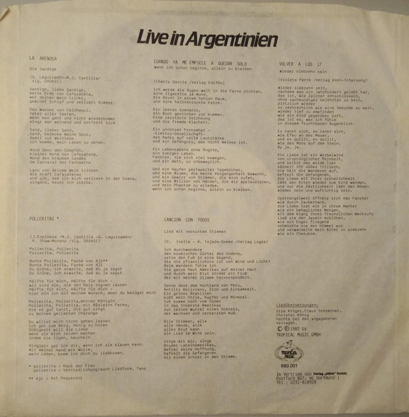 Mercedes Sosa - Live In Argentinien (LP)