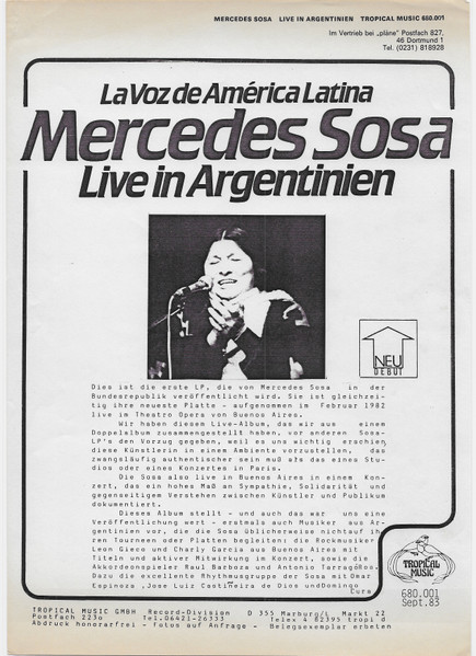 Mercedes Sosa - Live In Argentinien (LP)