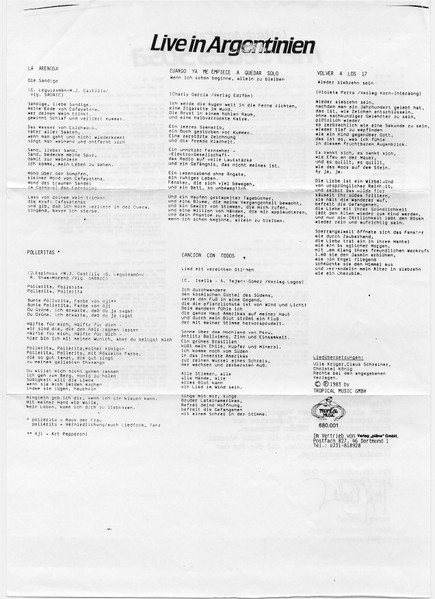 Mercedes Sosa - Live In Argentinien (LP)