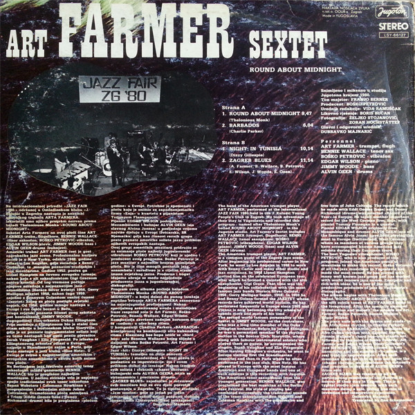 Art Farmer Sextet - Round About Midnight (LP, Album)