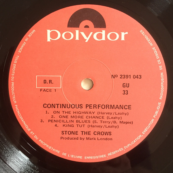 Stone The Crows - Ontinuous Performance (LP, Album)