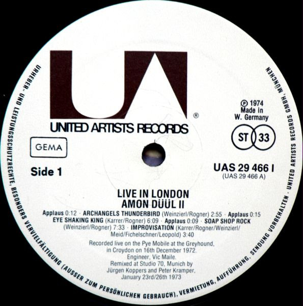 Amon Düül II - Live In London (LP, Album)