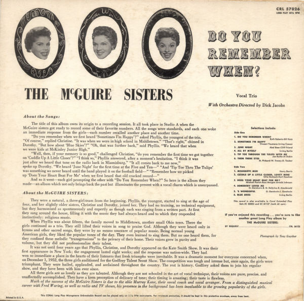 The McGuire Sisters* - Do You Remember When? (LP, Album)