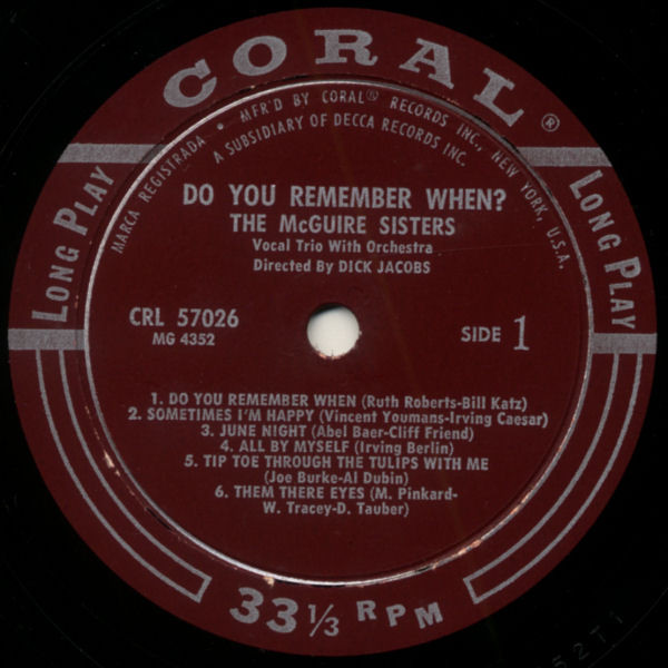 The McGuire Sisters* - Do You Remember When? (LP, Album)