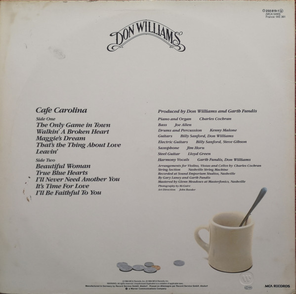 Don Williams (2) - Cafe Carolina (LP, Album)