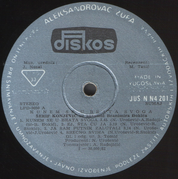 Šerif Konjević Uz Ansambl Branimira Đokića - Kunem Se U Brata Svoga (LP, Album)