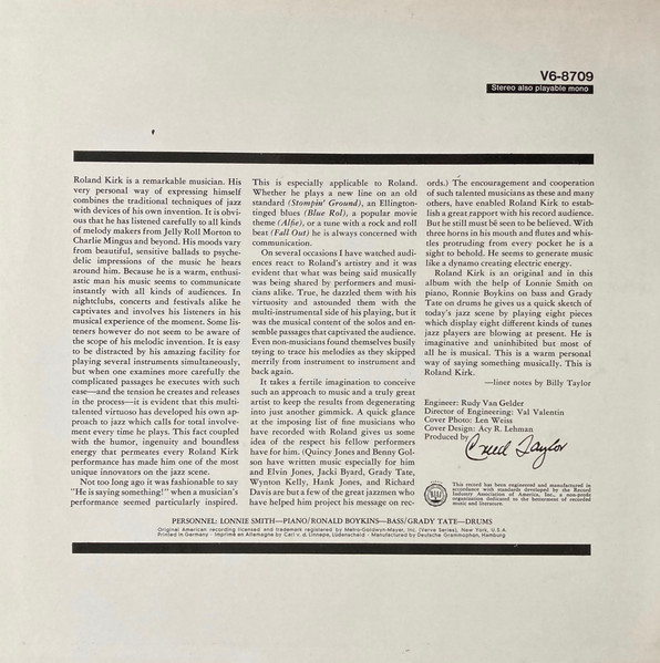 Roland Kirk - Now Please Don't You Cry, Beautiful Edith (LP, Album)