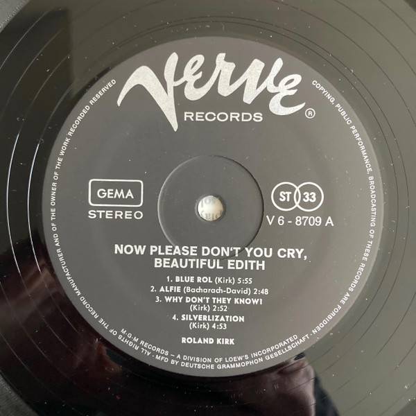Roland Kirk - Now Please Don't You Cry, Beautiful Edith (LP, Album)