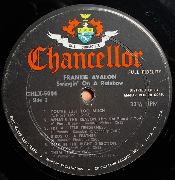 Frankie Avalon - Swingin' On A Rainbow (LP, Album, Mono, Gat)