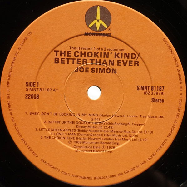 Joe Simon - The Chokin' Kind / Better Than Ever (2xLP, Album, Comp)