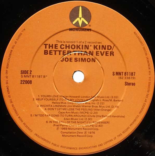 Joe Simon - The Chokin' Kind / Better Than Ever (2xLP, Album, Comp)