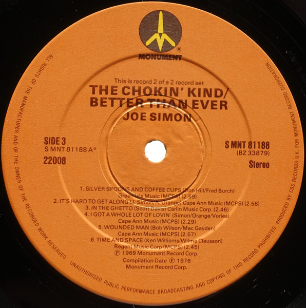 Joe Simon - The Chokin' Kind / Better Than Ever (2xLP, Album, Comp)