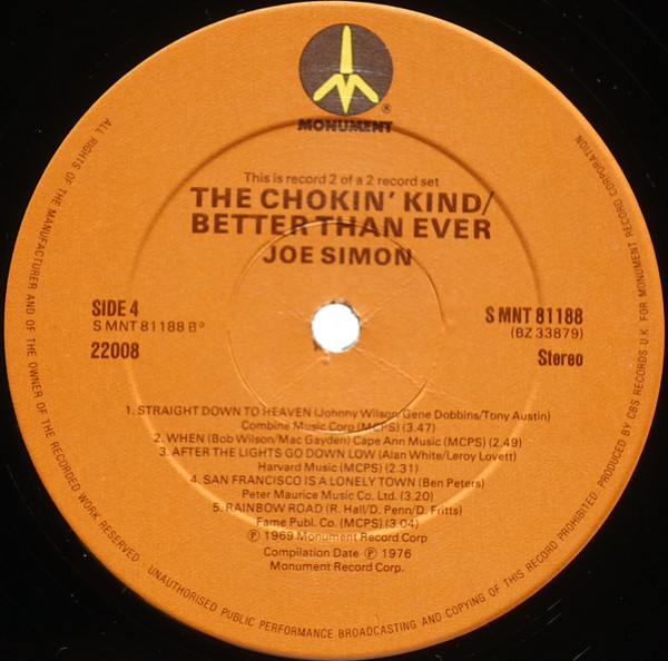 Joe Simon - The Chokin' Kind / Better Than Ever (2xLP, Album, Comp)
