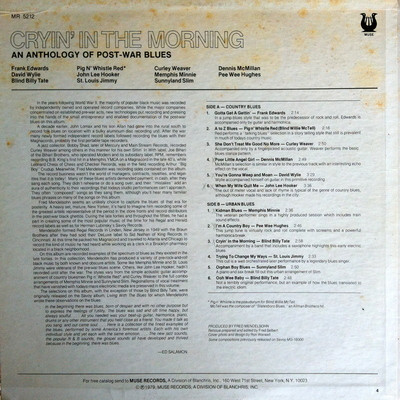 Various - Cryin' In The Morning - An Anthology Of Post-War Blues (LP, Comp)