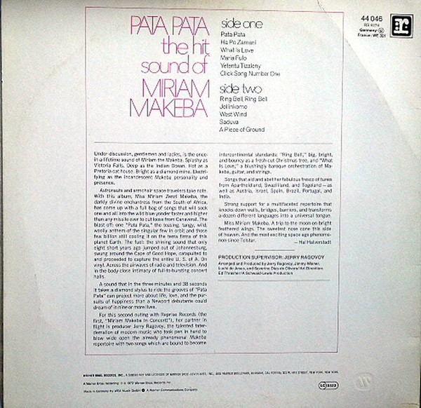 Miriam Makeba - Pata Pata (LP, Album, RE)