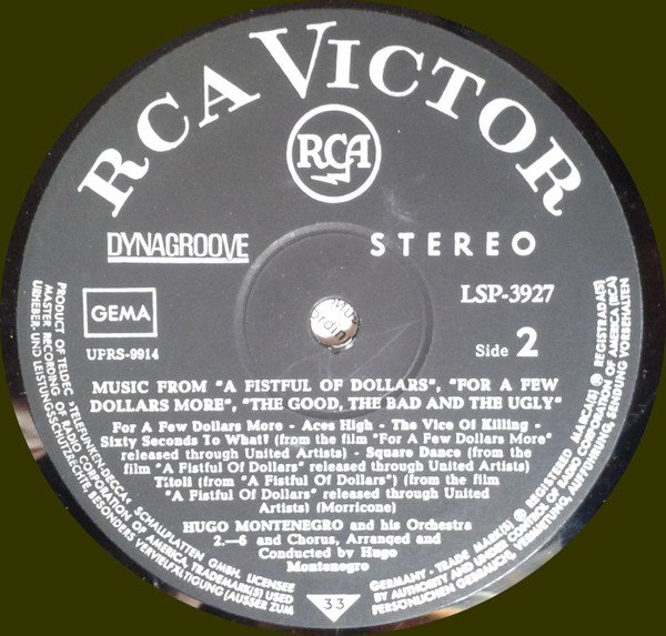 Hugo Montenegro And His Orchestra - Music From 'A Fistful Of Dollars', 'For A Few Dollars More' & 'The Good, The Bad And The Ugly' (LP, Album)