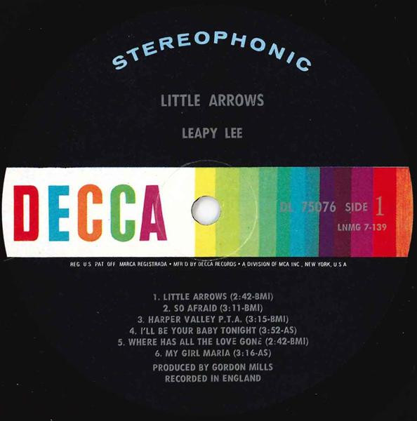 Leapy Lee - Little Arrows (LP, Album, Glo)