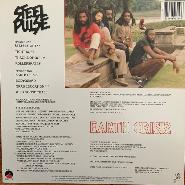 Steel Pulse - Earth Crisis (LP, Album, Spe)