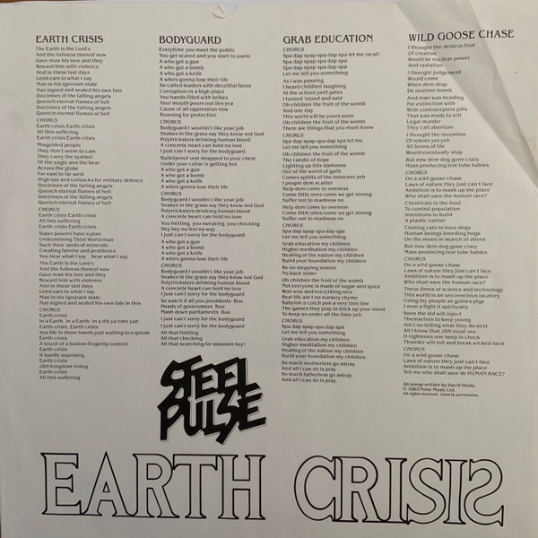 Steel Pulse - Earth Crisis (LP, Album, Spe)