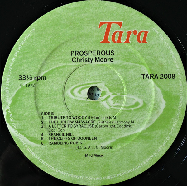 Christy Moore - Prosperous (LP, Album, RP, Gre)