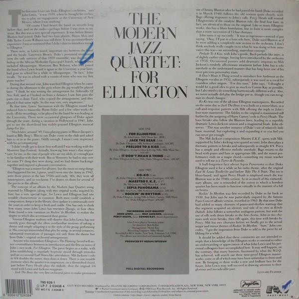 The Modern Jazz Quartet - For Ellington (LP, Album)